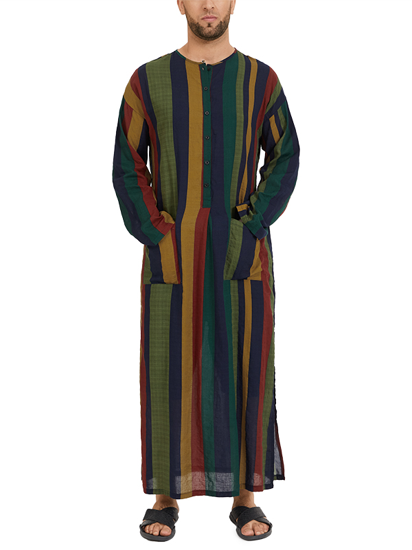 INCERUN Men's Muslim Islamic Thobe Abaya Dishdash Full Length Maxi Tops ...