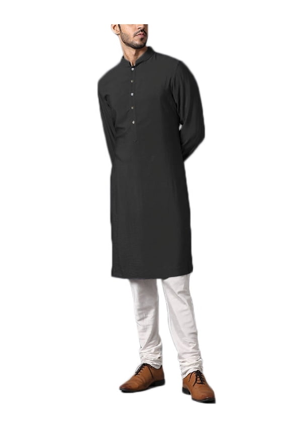 Men's Muslim Tops Robes Long Sleeve Kaftan Top Button Down Robe Shirts