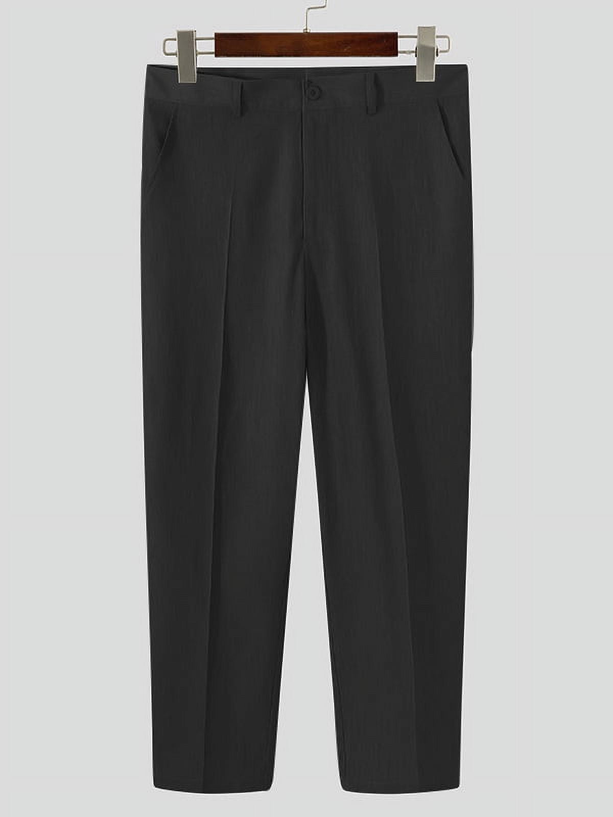 INCERUN Men's Office Casual Long Pants Solid Color Simple Straight