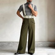INCERUN Men's Pants Jumpsuits Patchwork High Waist Casual Men Rompers Streetwear Overalls Wide Leg Pant