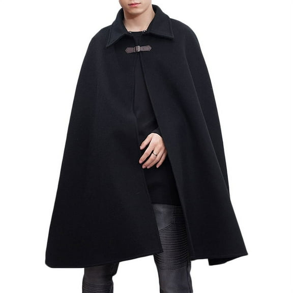 INCERUN Men's Punk Shawl Poncho Cloak Jacket Fleece Cape Long Coat Kaftan Outwear