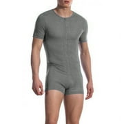 INCERUN Mens Short Sleeve Fit Leotard Comfortable Zipper Home Unitard Jumpsuit