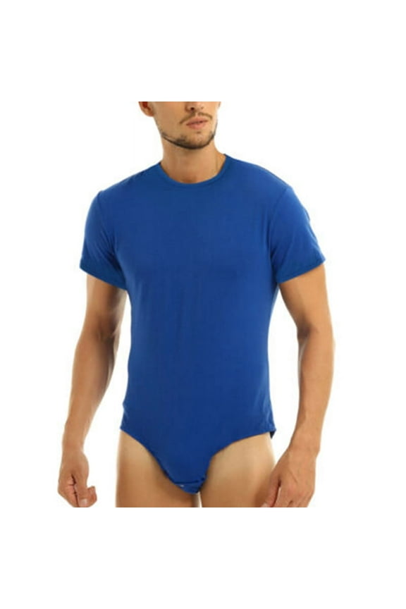 Men's Short Sleeve Leotard Bodysuits Romper Brief Tops
