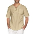 thumbnail image 1 of INCERUN Men's Short Sleeve Tee Tops Lace Up Drawstring Casual Henley T-Shirt, 1 of 2