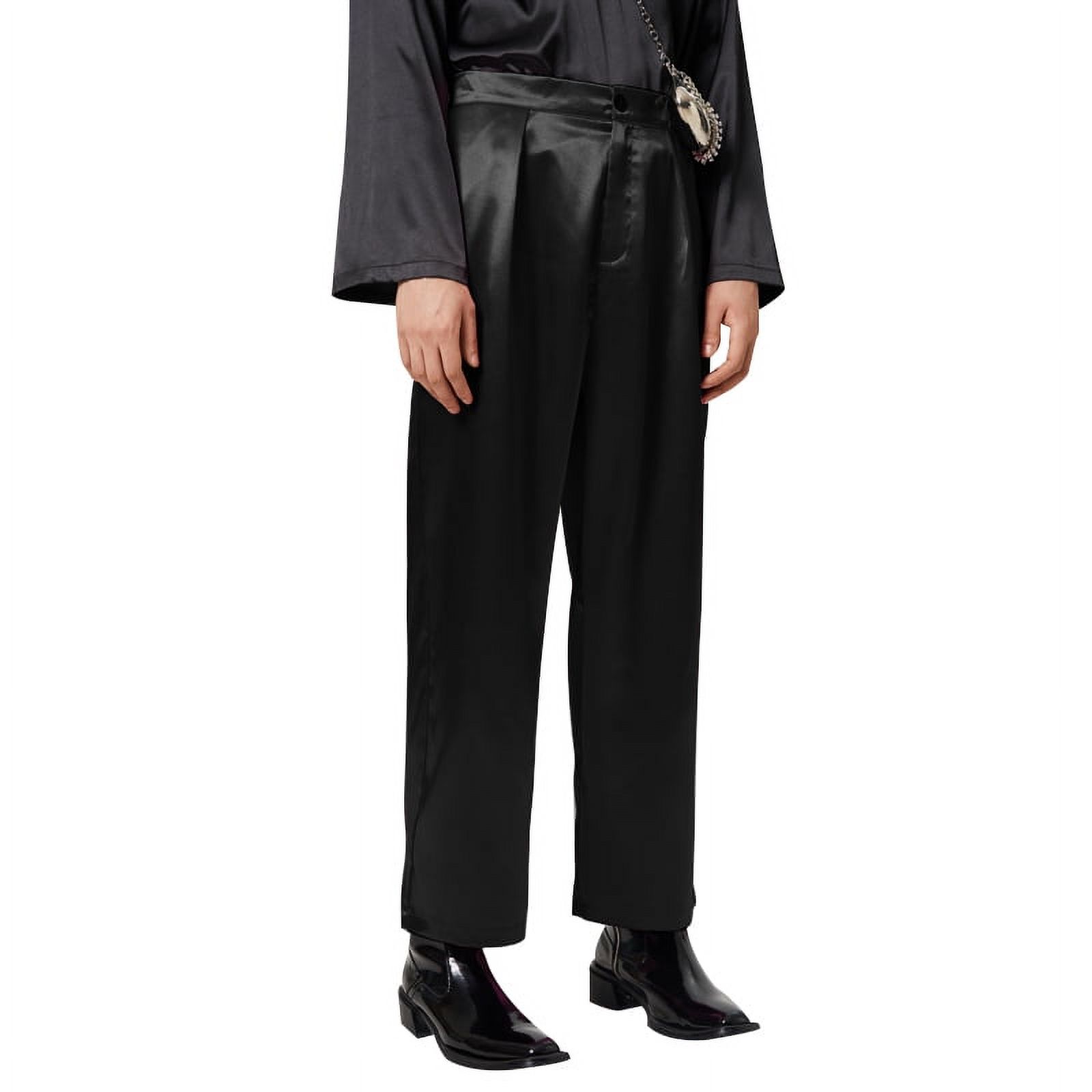 INCERUN Men's Silks and Satins Long Pants High Waist Silky Trousers