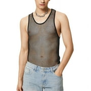 INCERUN Men's Sleeveless Glitter Mesh Fishnet Top Tanks
