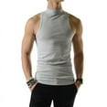thumbnail image 1 of INCERUN Men's Sleeveless Vest Slim Fit Solid Color Half-collar Gym Tops, 1 of 8