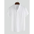thumbnail image 1 of INCERUN Men's Solid Casual Breathable Collarless Shirt Short Sleeve T Shirt, 1 of 3