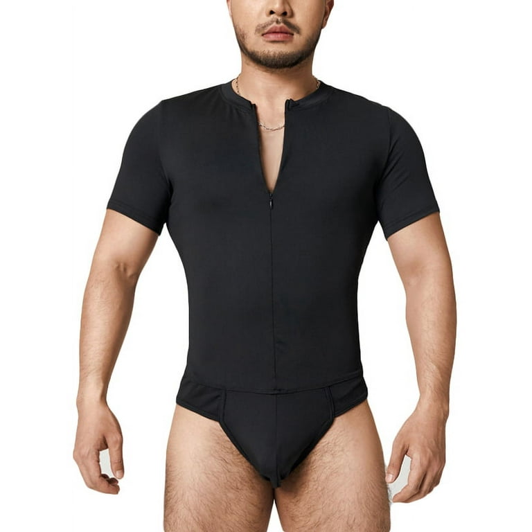 INCERUN Men's Solid Color Sexy Slim-fit Short Sleeve Bodysuits Underwear