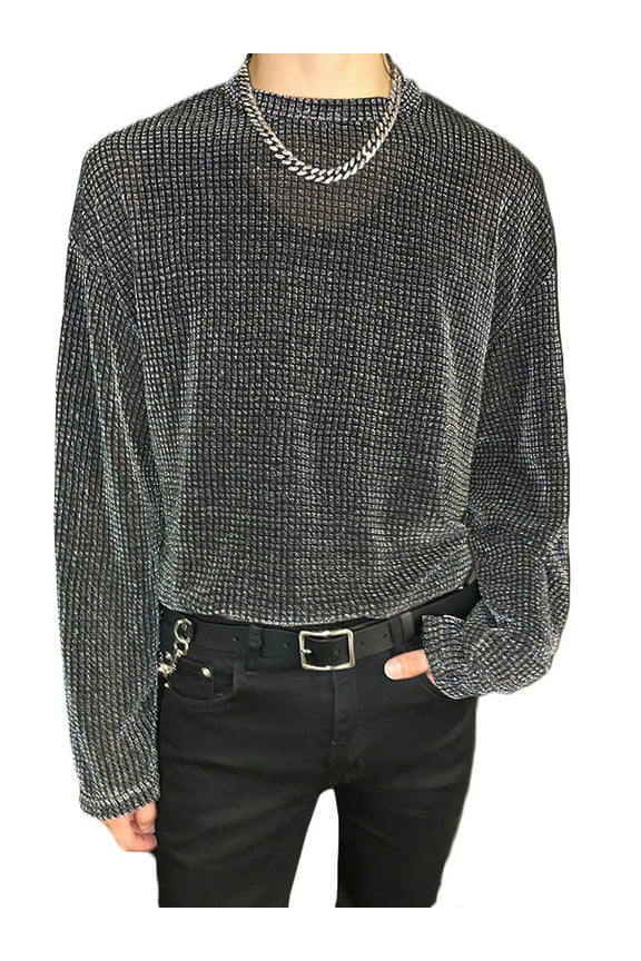 Men's Streetwear Long Sleeve Lightweight Pullover Jumper Tops Shirts