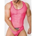 thumbnail image 1 of INCERUN Men's Transparent Sleeveless See Through Mesh T-back Jumpsuits Bodysuits, 1 of 8