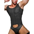 thumbnail image 1 of INCERUN Men's Transparent Sleeveless See Through Mesh T-back Jumpsuits Bodysuits, 1 of 5