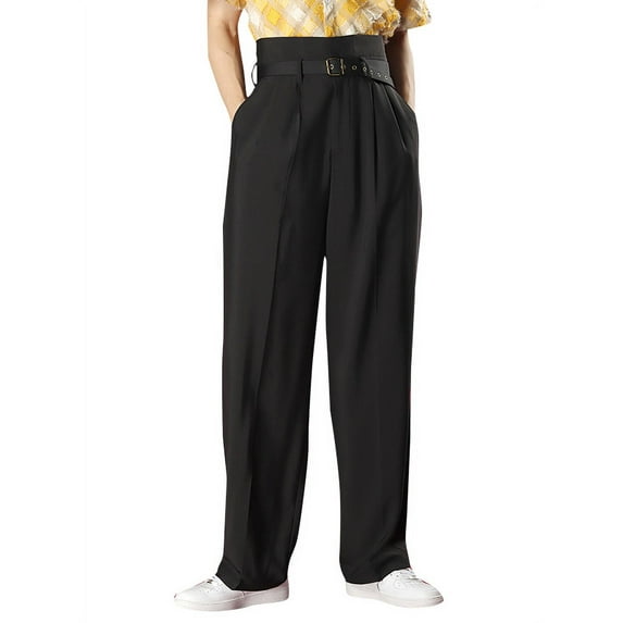 INCERUN Men's Trouser Fashion High Waist Baggy Casual Straight Drape Pants