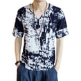 thumbnail image 1 of INCERUN Men's Vintage Short Sleeve Tie-Dye Printed Tee Casual Loose V Neck T Shirts Tops, 1 of 10