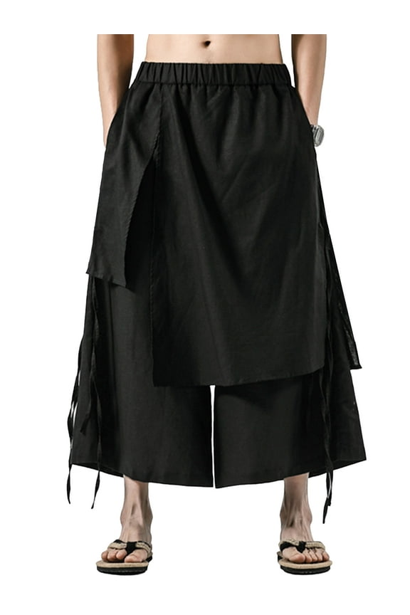 Mens Harem Pants Asymmetric Skirt Trousers Long Pants Party Dress Dance Trousers
