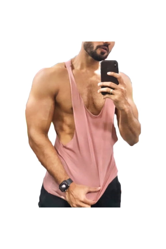 Mens Sleeveless Loose Casual Solid Basic Shirt Summer Gym Tank Tops