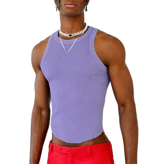 INCERUN Mens Sleeveless O-Neck Muscle Fit Knit Vests Summer Casual Streetwear Tank Tops Cami Shirt