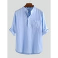 thumbnail image 1 of INCERUN Mens Summer Long Sleeve Casual Leisure Henley Shirts, 1 of 8