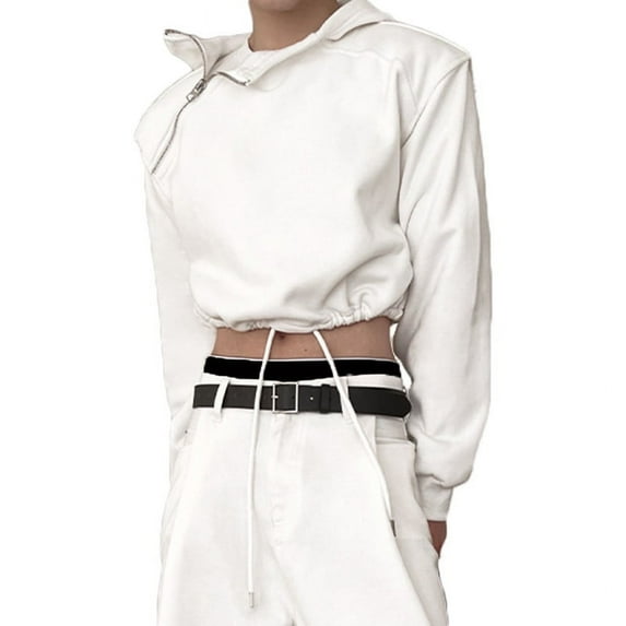 INCERUN Mens Zip Up Hoody Hoodies Sweat Shirt Casual Loose Cropped Tops Jumper Pullover Sweatshirt