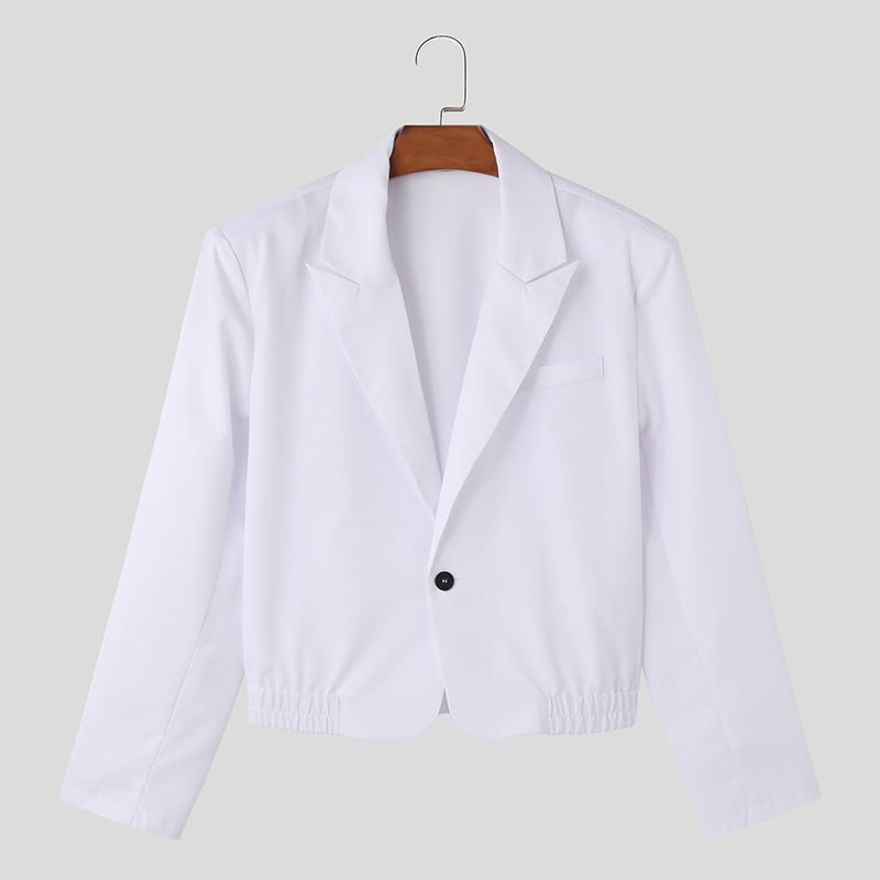 INCERUN Tops 2024 Men's Solid Hem Spliced Rubber Band Design Suit Coats