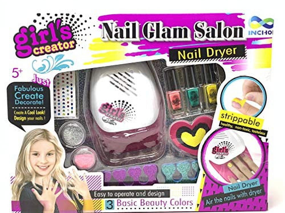 Amagoing Kids Nail Art Kit for Girls 2 in 1 Dryer Nail Salon Set 4 Colorful  Peelable Nail Polishes Fashion Icons Stickers Nail Studio Manicure Play  Party Christmas Gift for Girls Ages 7-12