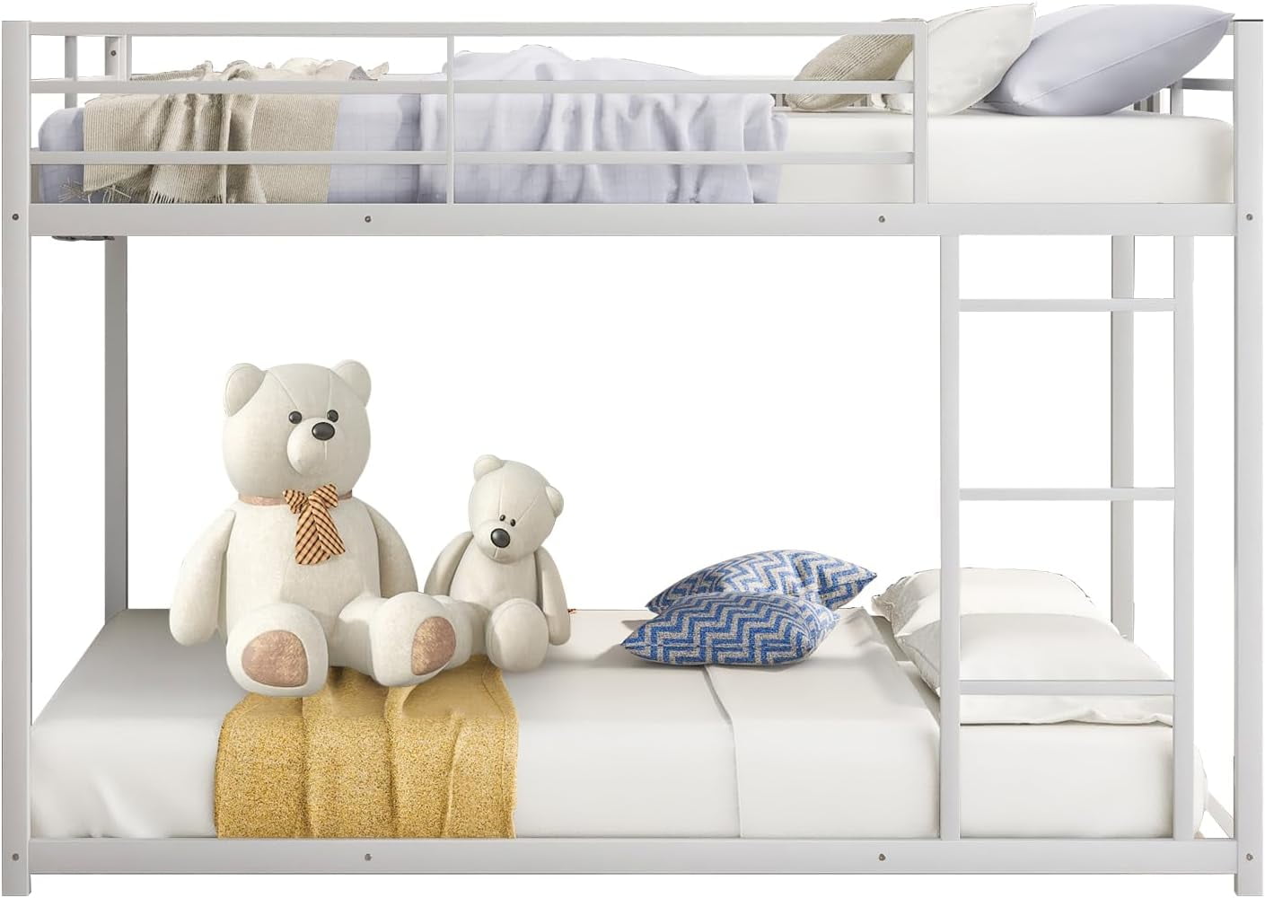 INCLAKE Full Over Full Bunk Bed, Heavy Duty Metal Bunk Bed Frame with