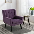 thumbnail image 1 of INCLAKE Modern Soft Velvet Material Ergonomics Accent Chair, Mid-Century Chair With Black Legs, Tufted Upholstered Club Chair, Comfy Armchair for Living Room Bedroom Small Space, Lavender Purple, 1 of 7