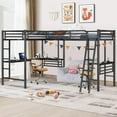 INCLAKE Twin Size LShaped Loft Bed with 2 Builtin Desks, Metal Loft