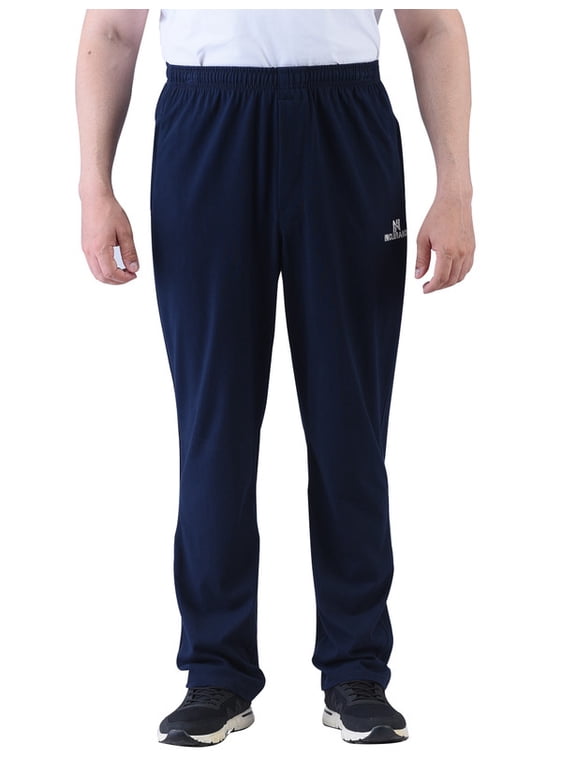 Men's Adaptive Front-Zip Sweatpants with Zipper Pockets - Soft Fleece Joggers for Seniors & Mobility Lightweight Navy Blue L