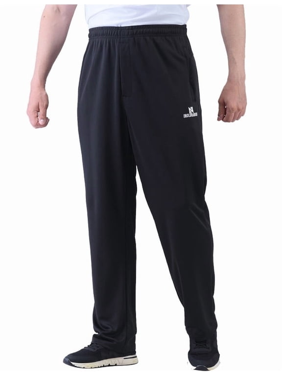 Men’s Athletic Pants, Zipper Fly Secure Zip Pockets, Straight Leg, Quick Dry Workout Commute Pants Black L