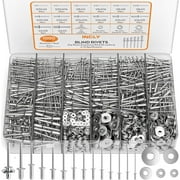 INCLY 1000PCS Aluminum Pop Rivets Assortment Kit, 14 Sizes Pop Rivets (3/32" 1/8" 5/32" 3/16" 1/4") with 5 Size 304 Stainless Steel Backup Washers, Assorted Blind Rivets for Metal with Storage Case