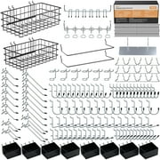 INCLY 238PCS Pegboard Accessories Organizer Kit, Peg Board Hooks Assortment with Peg Bins, Baskets, Paper Towel Holder for 1/8 and 1/4 inch Pegboard Hanging Tools, Garage Wall Storage Attachments