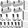 thumbnail image 1 of INCLY 30PCS Slatwall Accessories Set, Includes 4 Pack Ventilated Metal Wire Slatwall Baskets and 26PCS Multisized Heavy Duty Slatwall Hooks for Garage Rooms Shops Storage Organizing Display, 1 of 7