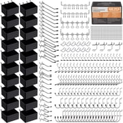 INCLY 320PCS Pegboard Accessories Organizer Kit, Peg Board Hooks Assortment with 20PCS Bins for Organizing Various Tools, Fit 1/8 or 1/4 inch Pegboard for Hanging Storage, Garage Wall Attachments
