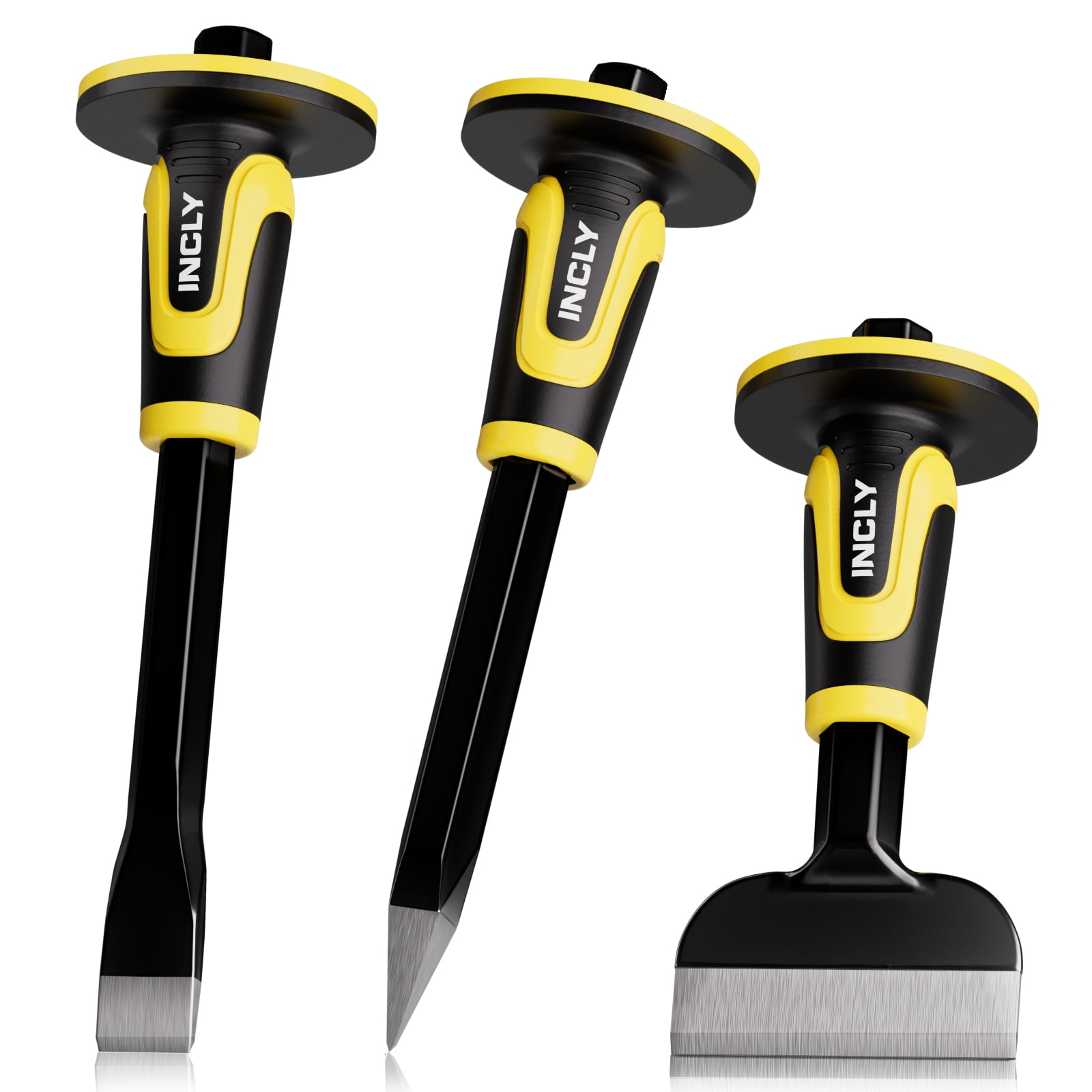 INCLY 3PCS Masonry Chisel Set with Hand Guard, Stone and Rock Chisel ...