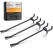 INCLY 60 Pack 6 Inch Black Pegboard Hooks, Heavy Duty Peg Board Shelving Hooks Accessories, Peg Board Tool Hangers Only Fit for 1/4" Pegboard Hanging Tools Garage, Craft Organizing, Kitchen, Store