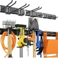 thumbnail image 1 of INCLY Garage Garden Tool Organizer Wall Mount, 48 Inch Black Metal Yard Tool Holder Stroage System, Heavy Duty Garage Wall Organization with 3 Racks & 6 Adjustable Hooks for Shovel, Rake, Chairs, 1 of 7