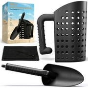 INCLY Sand Scoop & Shovel, Detecting Accessories for Adult Metal Detector, Sand Sifter Treasure Hunting & Digging Tool at The Beach & More, Black - Come with Mesh Bag