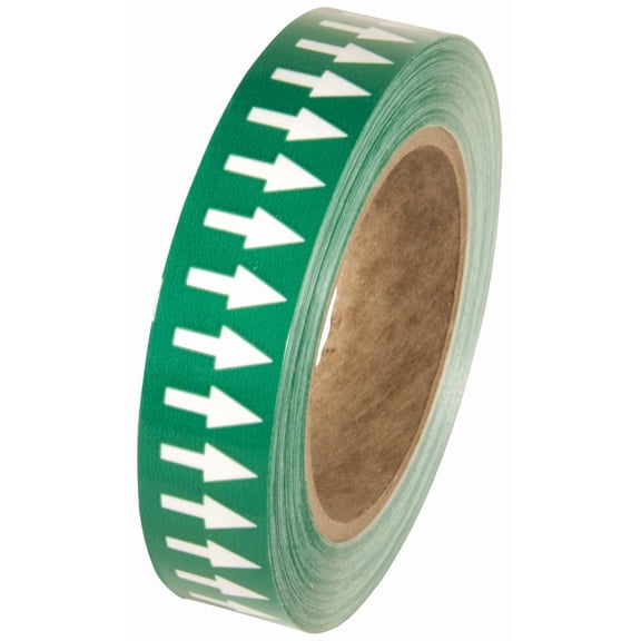 INCOM Manufacturing Directional Pipe Flow Arrow Adhesive Tape, Pipe Identification Marking, Removable Backing Liner, Green/White, 1 inch x 108 ft, PMA152 J101