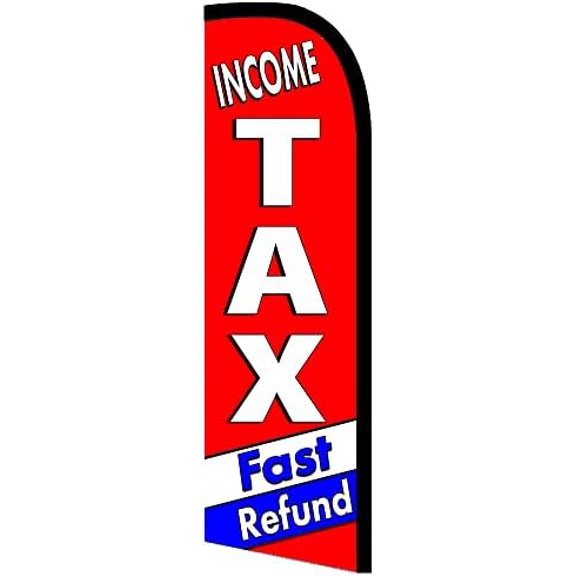 INCOME TAX FAST REFUND (Red/White) Windless Feather Flag, FLAG ONLY (11.5' Tall x 3' Wide)$$Other