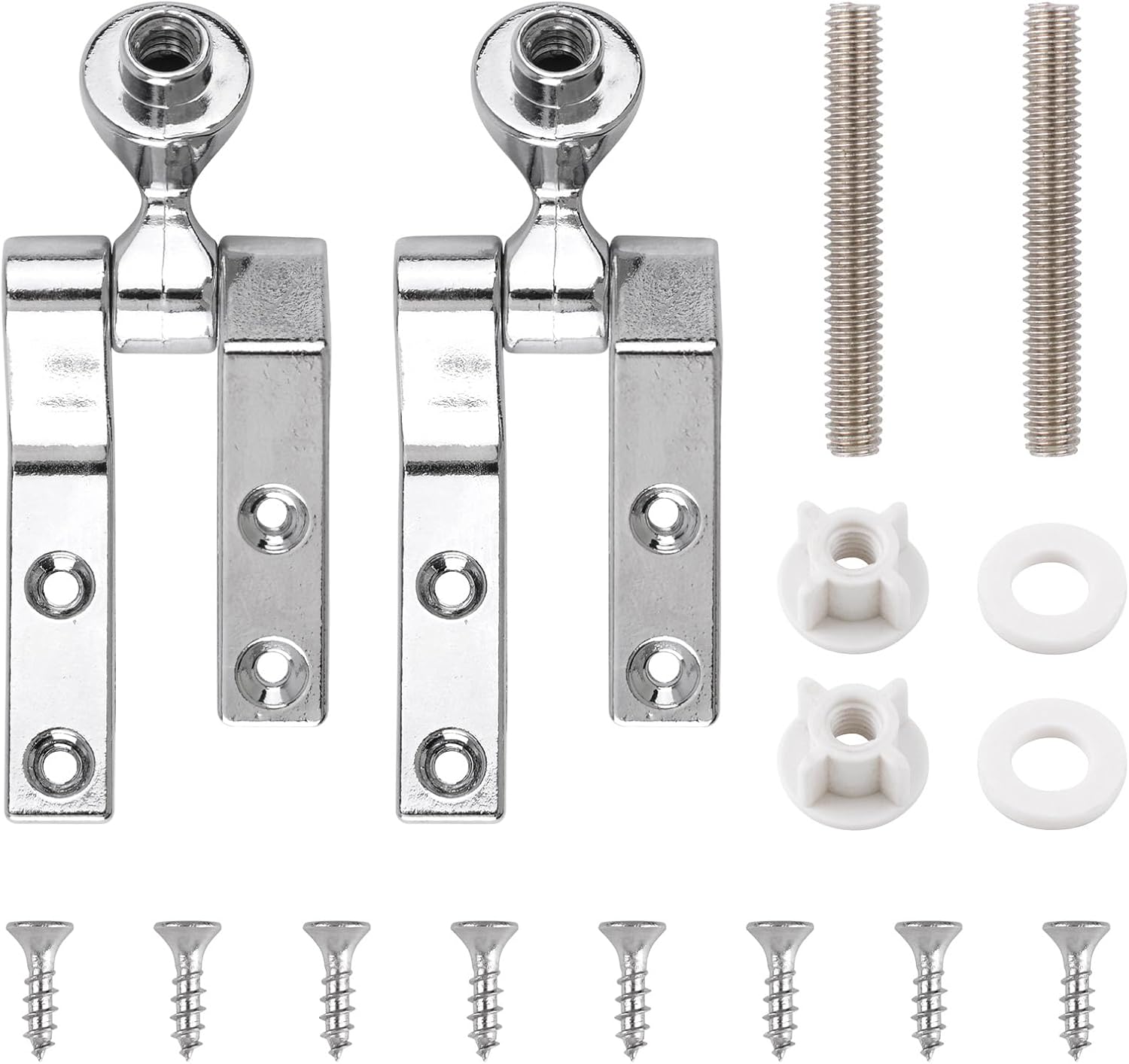 2-Pack Toilet Seat Hinge Replacement - Durable Stainless Steel & Plastic Hinges With Screws For Most Standard Toilets
