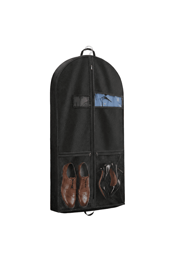 43" Travel Garment Bag with Accessories Zipper Pocket, Heavy Duty Suit Bag for Suits, Tuxedos, Dresses, Coats, 1 pack
