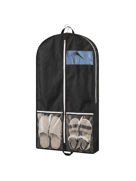 50 Inch Garment Bags for Travel and Storage, Travel Suit Bags for Men Women with 2 Clear Pockets, Storage bags for Clothes, Suits, Dress, Shirts, Coats