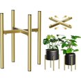 thumbnail image 1 of INCTUO Adjustable Plant Stand Indoor, Bamboo Plant Stand 8 to 12 Inches, Bamboo Dark INCTUO Planter Stand for Indoor Plants,Single Floor Plant Stand for Indoor Plants, Pot Plant Not Included(Gold), 1 of 8