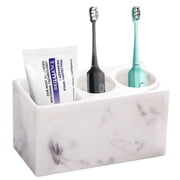 INCTUO Toothbrush Holder, 3 Slots Electric Toothbrush and Toothpaste Holder, Resin Bathroom Countertop Storage Bathroom Accessories Toothbrush Stand for Vanity 