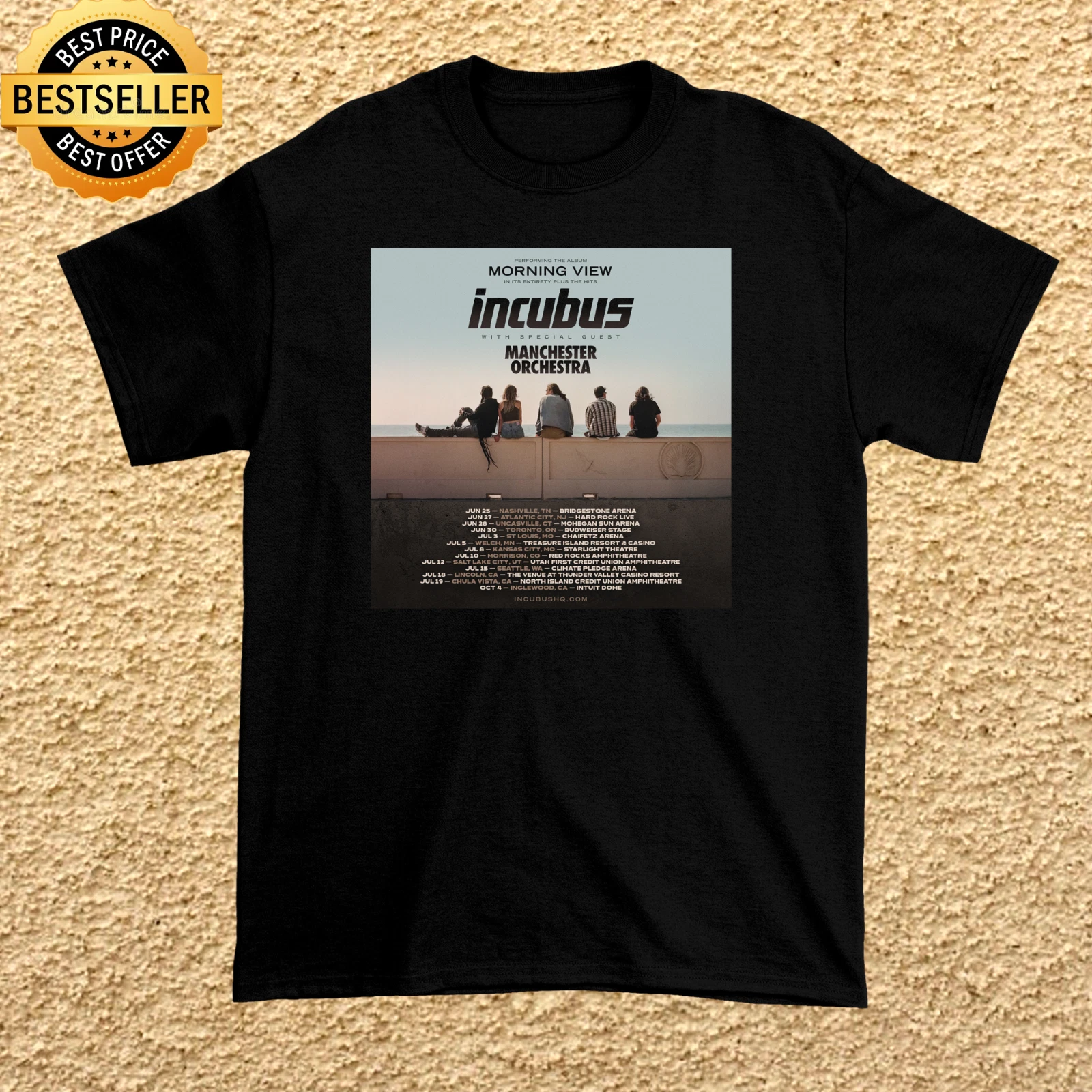 Incubus T-Shirt Ufficiale 2017 World Tour - Maglia Nera Con Logo Band, Taglia M - 6