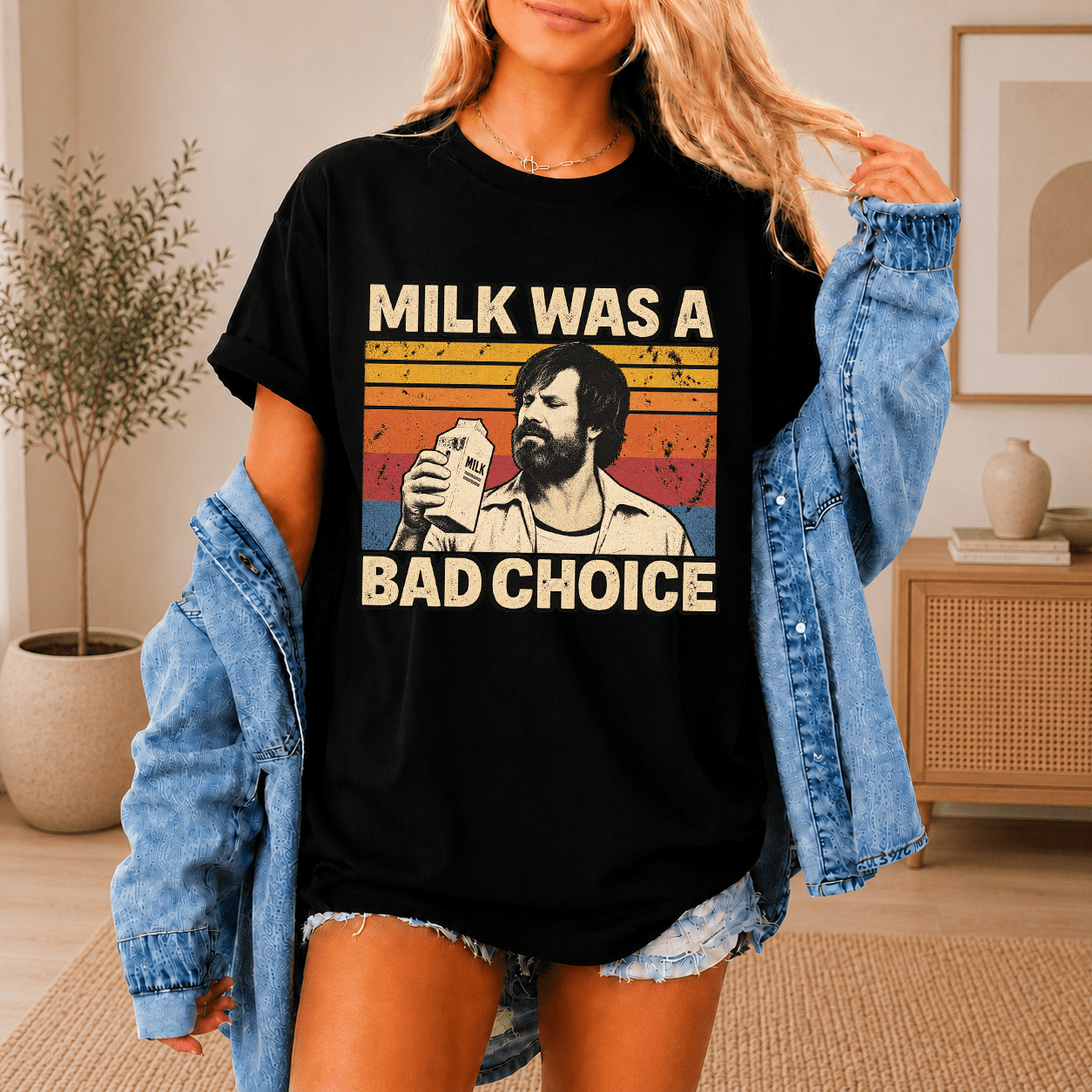Bad Graphicks INDEDI Milk was A Bad Choice Vintage Graphic T-Shirt - Walmart.com