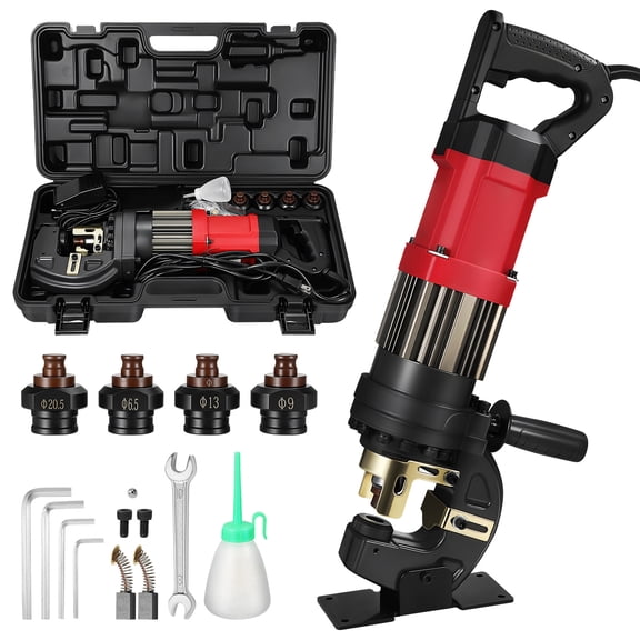 INDEEDING 1400W Electric Hydraulic Hole Punch Tool Heavy Duty Metal Puncher with Complete Dies Drilling Machine for Steel Iron and Aluminum Plates US Plug