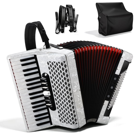INDEEDING 37 Key 96 Bass Professional Accordion for Adults Musical Instrument for Beginners & Advanced Players with Adjustable Shoulder Strap and Carry Backpack