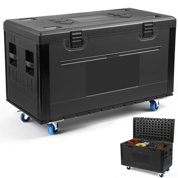 HEASOME Heavy Duty Rolling Cable Trunk Case with Wheels and Divider for Audio, DJ Equipment Storage and Transport